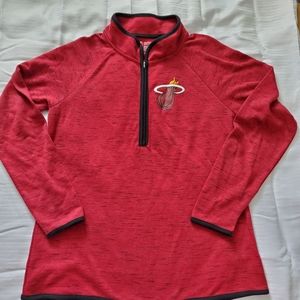 Miami Heat Pullover Shirt Womens Red 1/4 Zip Long Sleeve Large